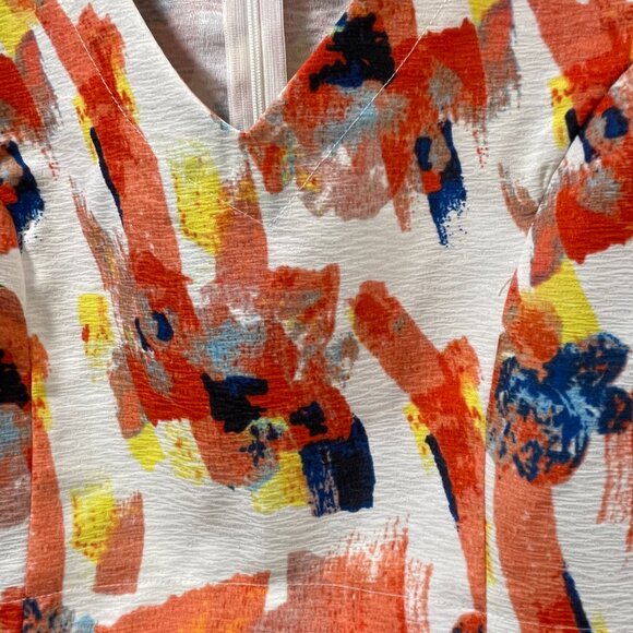 (NEW) VERY J Mini  Short Sleeve Peekaboo Midriff, Floral Ivory/Orange/Multi - L - Picture 5 of 11